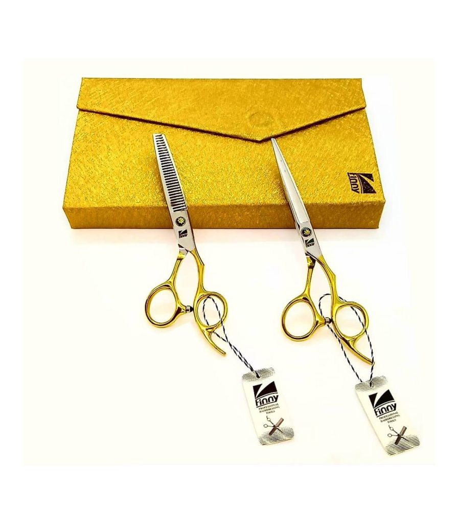 ست قیچی فینی 6اینچ دسته طلایی (کات و کوتاهی _ پیتاژ - تم مشکی) 