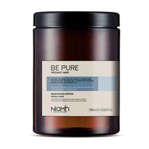 ماسک مو سم‌زدایی Detox BE PURE آبرسان ترمیم کننده تنظیم کننده چربی حجم دهنده ضد پیری میزان سازی چربی مو و پوست سر قابل استفاده برای انواع مو بدون سولفات بدون SLS SLES کاملا ارگانیک بدونن پارابن بدون رنگ مصنوعی بدون سیلیکون بدون روغن معدنی 1000 میل