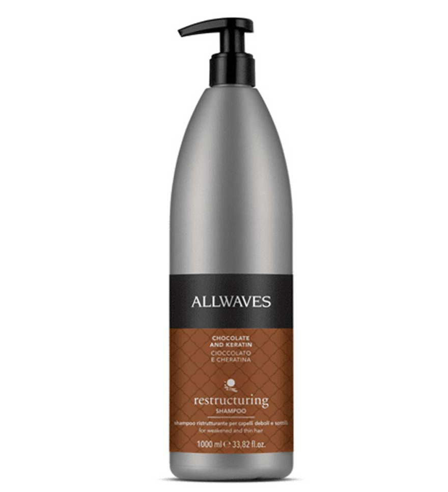 شامپو بازسازی کننده مو شکلات و کراتین آلویوز ALLWAVES (1000میل)