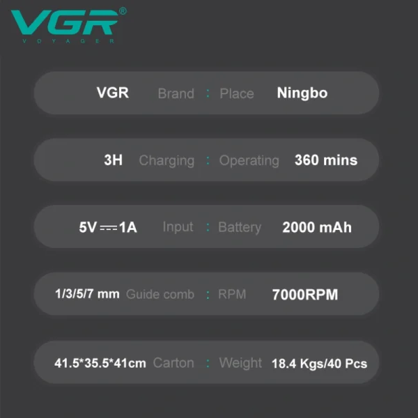 ماشین اصلاح سر و صورت وی جی آر مدل V-930 - Image 7