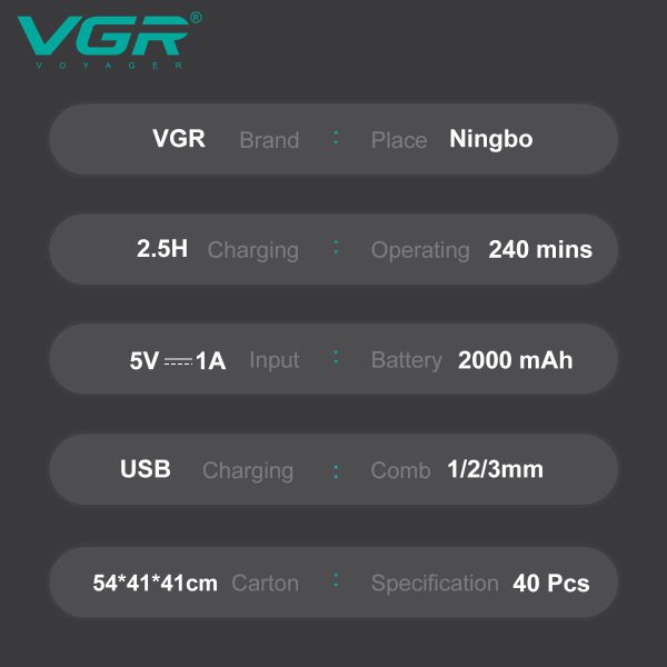 ماشین اصلاح سر و صورت وی جی آر مدل V-906 - Image 6