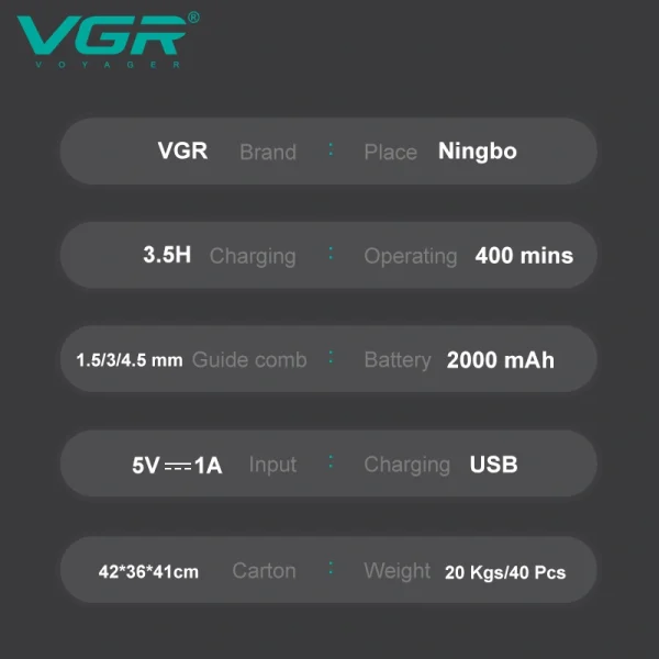 ماشین‌اصلاح وی‌جی‌آر مدل V-987 (مشکی)